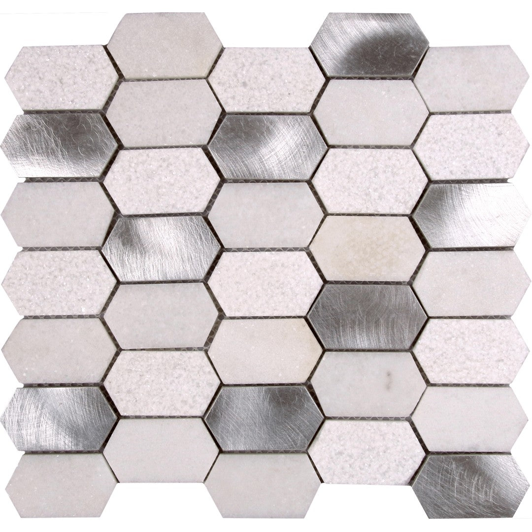 Bati Orient 11.2" x 10.4" Terrazzo Multi Hexagon Aluminum & Stone Mosaic