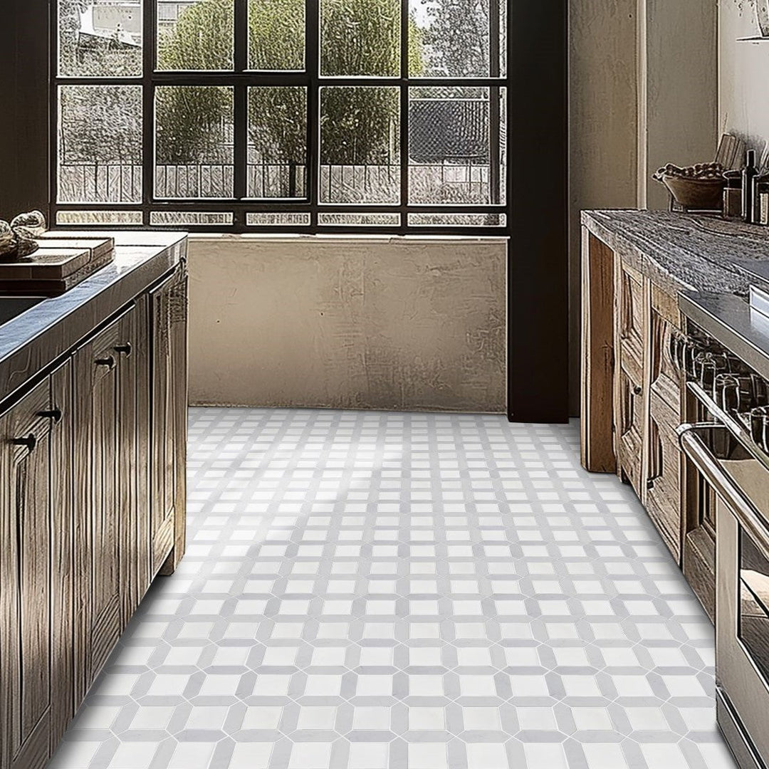 Bati-Orient-12-x-12-Zellige-Picket-&-Square-Mix-Ceramic-&-Marble-Mosaic-White