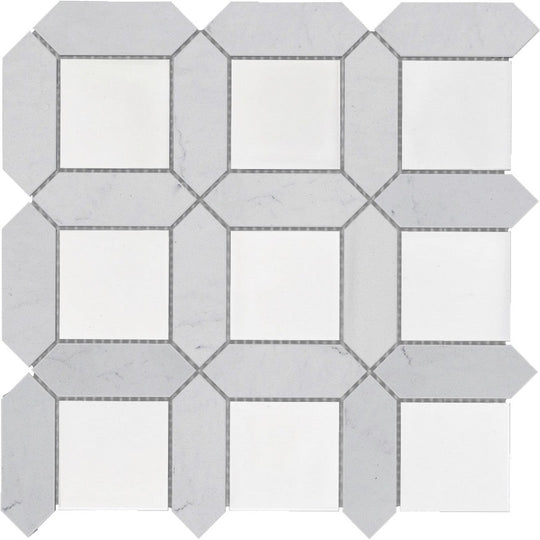 Bati Orient 12" x 12" Zellige Picket & Square Mix Ceramic & Marble Mosaic