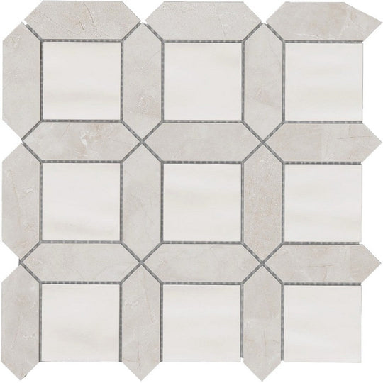 Bati Orient 12" x 12" Zellige Picket & Square Mix Ceramic & Marble Mosaic