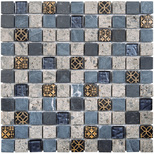 Bati Orient 12" x 12" Terrazzo Décor Glass & Marble 1" Mosaic