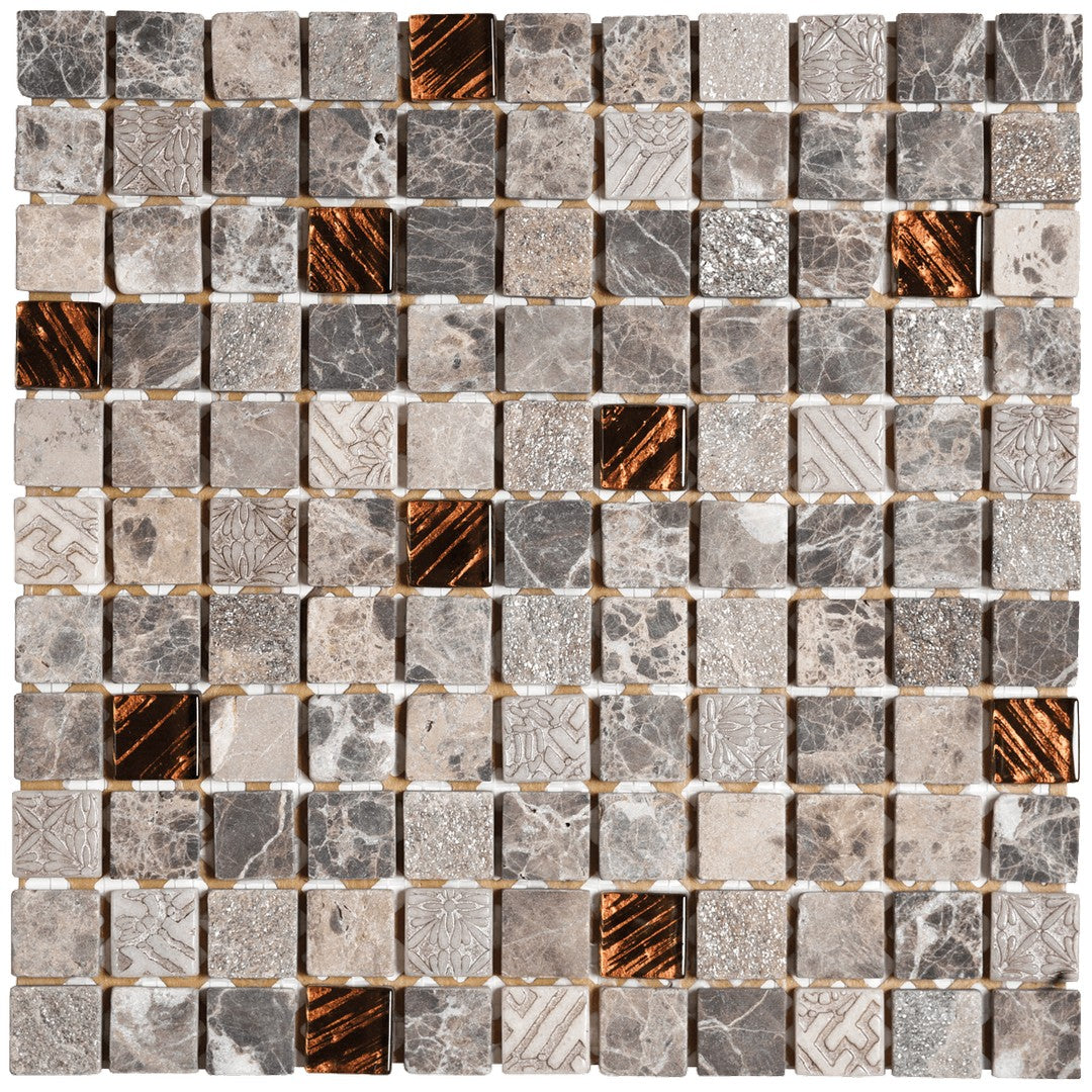 Bati Orient 12" x 12" Terrazzo Décor Glass & Marble 1" Mosaic