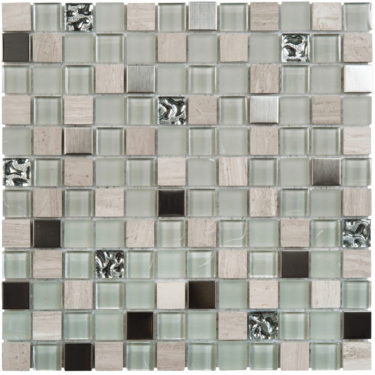 Bati Orient 12" x 12" Terrazzo Glass, Stone & Metal 0.88" Mosaic