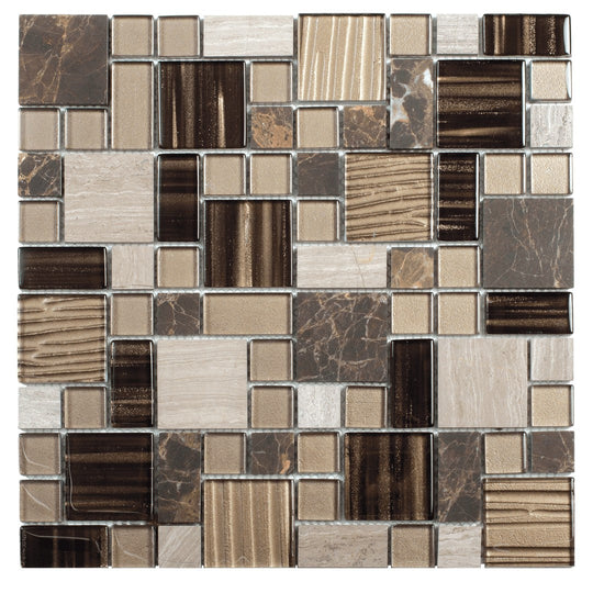 Bati Orient 12" x 12" Terrazzo Mixed Size Glass & Marble Mosaic