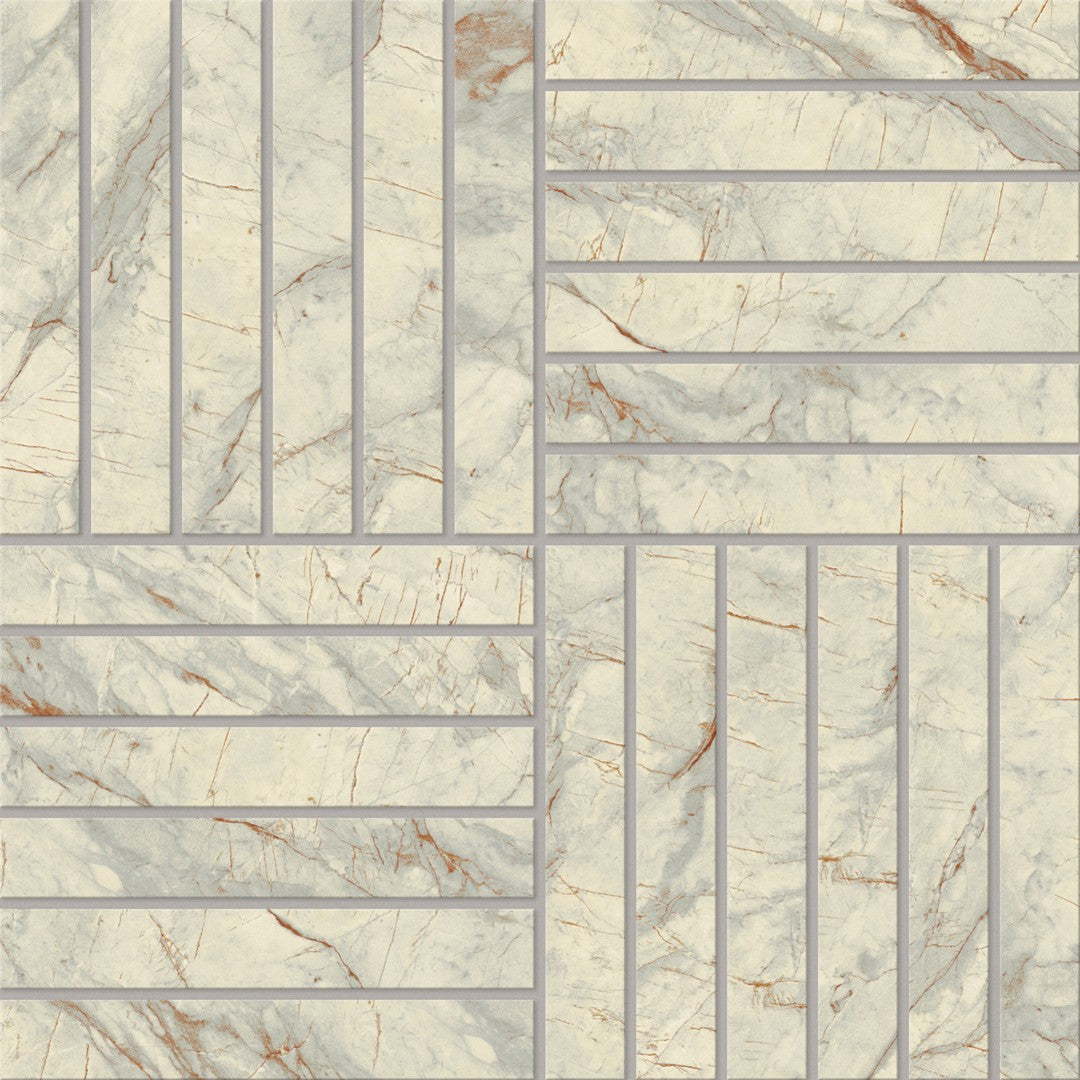 Crossville 12" x 12" Marblique Unpolished Porcelain 1x6" Alternating Mosaic