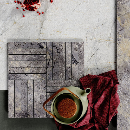 Crossville-12-x-12-Marblique-Unpolished-Porcelain-1x6-Alternating-Mosaic-Invisible-Grey