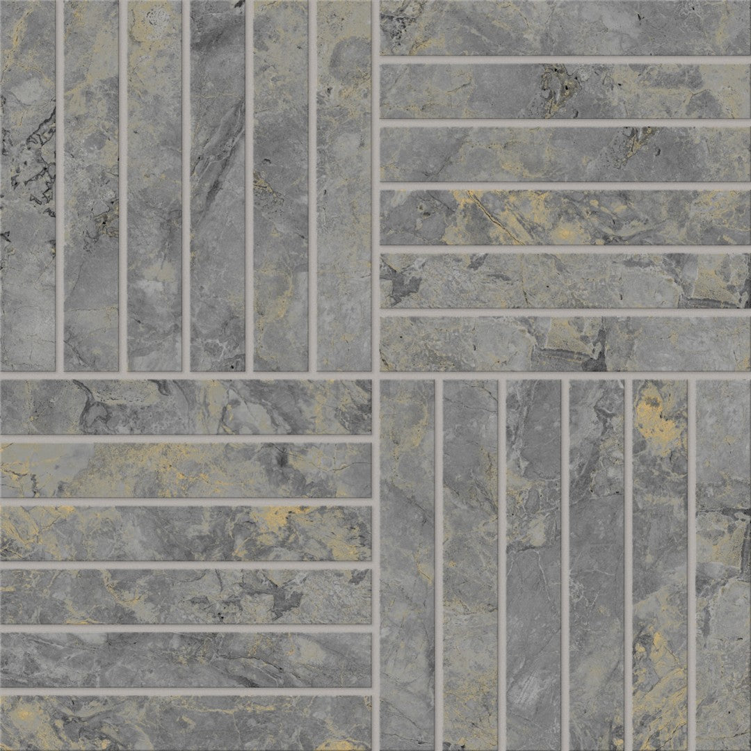 Crossville 12" x 12" Marblique Unpolished Porcelain 1x6" Alternating Mosaic