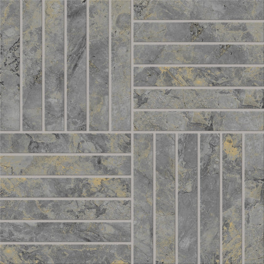 Crossville 12" x 12" Marblique Unpolished Porcelain 1x6" Alternating Mosaic