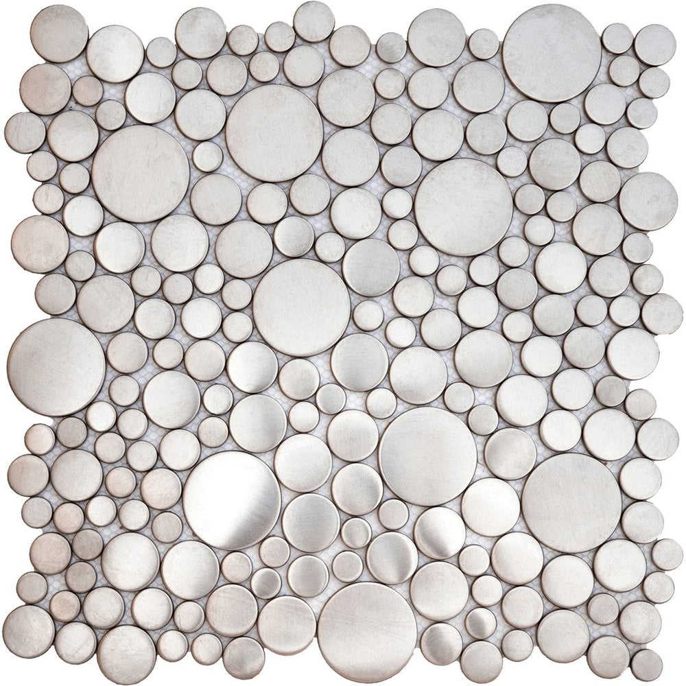 Bati Orient 12.2" x 12.2" Exotic Brushed Penny Round Metal Mosaic