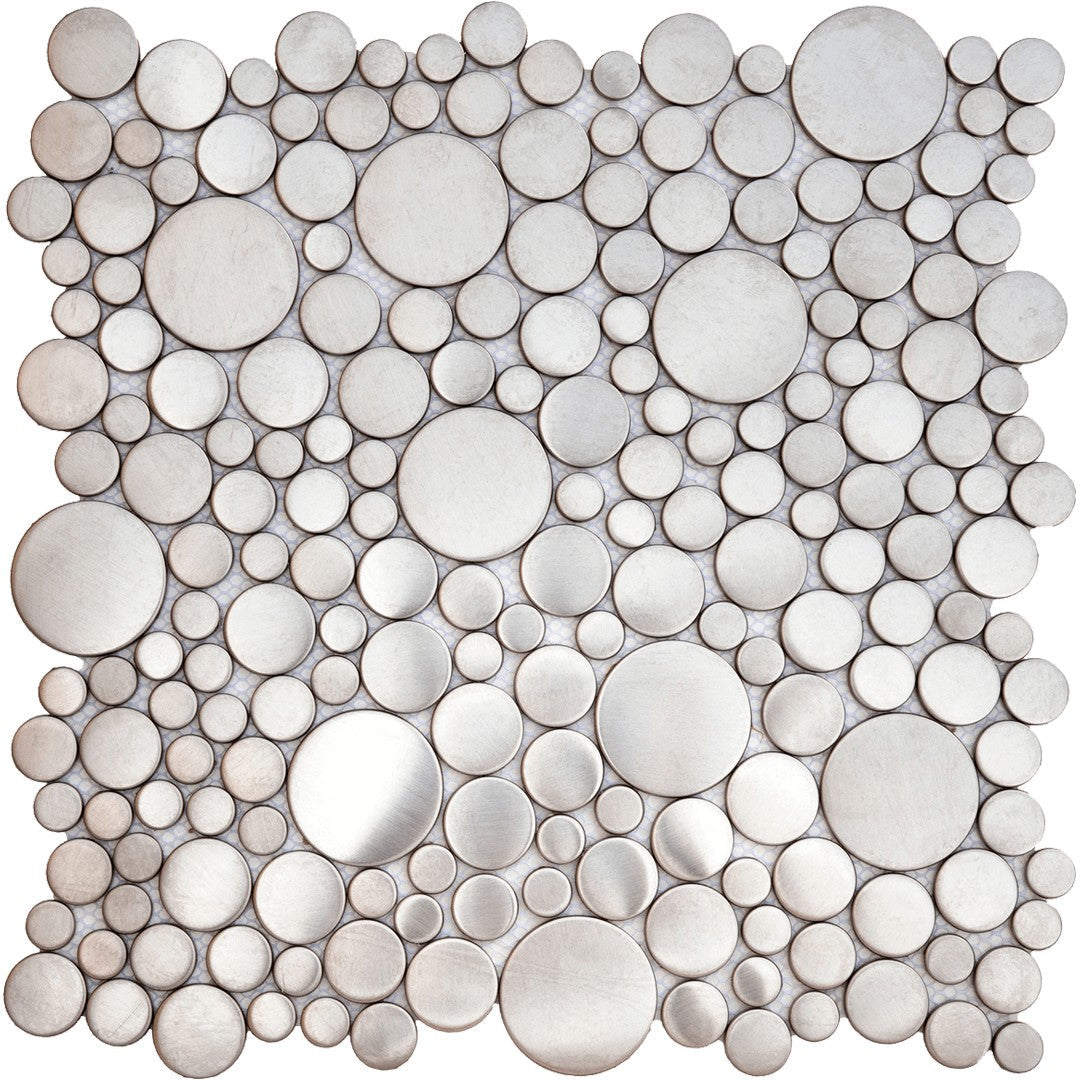 Bati Orient 12.2" x 12.2" Exotic Brushed Penny Round Metal Mosaic