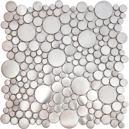 Bati Orient 12.2" x 12.2" Exotic Brushed Penny Round Metal Mosaic