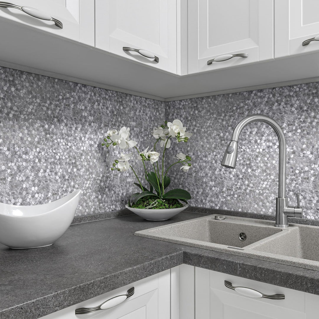 Bati-Orient-12-x-12-Metal-Art-Medium-Hexagon-Aluminum-Mosaic-Silver