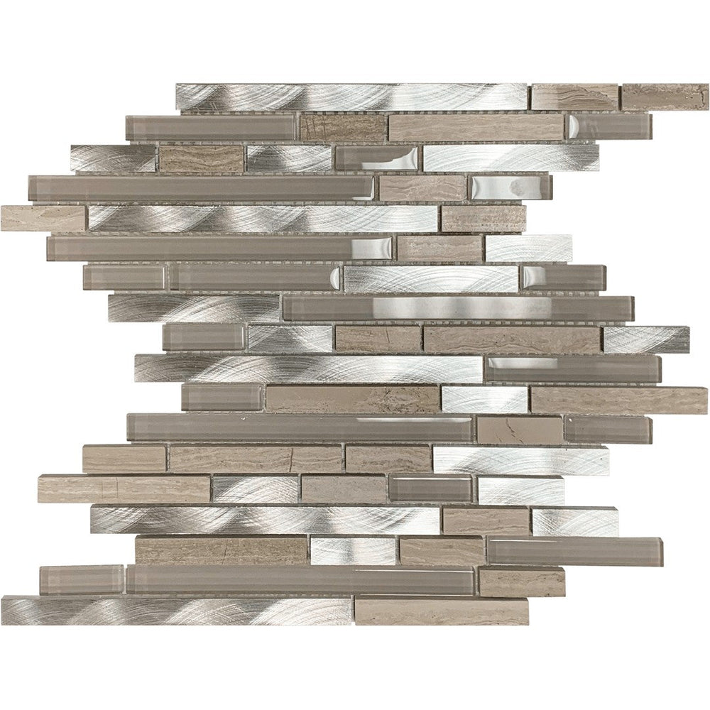 Bati Orient 12" x 12.2" Terrazzo Baguette Marble, Glass & Metal Mosaic