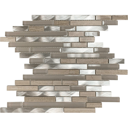 Bati Orient 12" x 12.2" Terrazzo Baguette Marble, Glass & Metal Mosaic