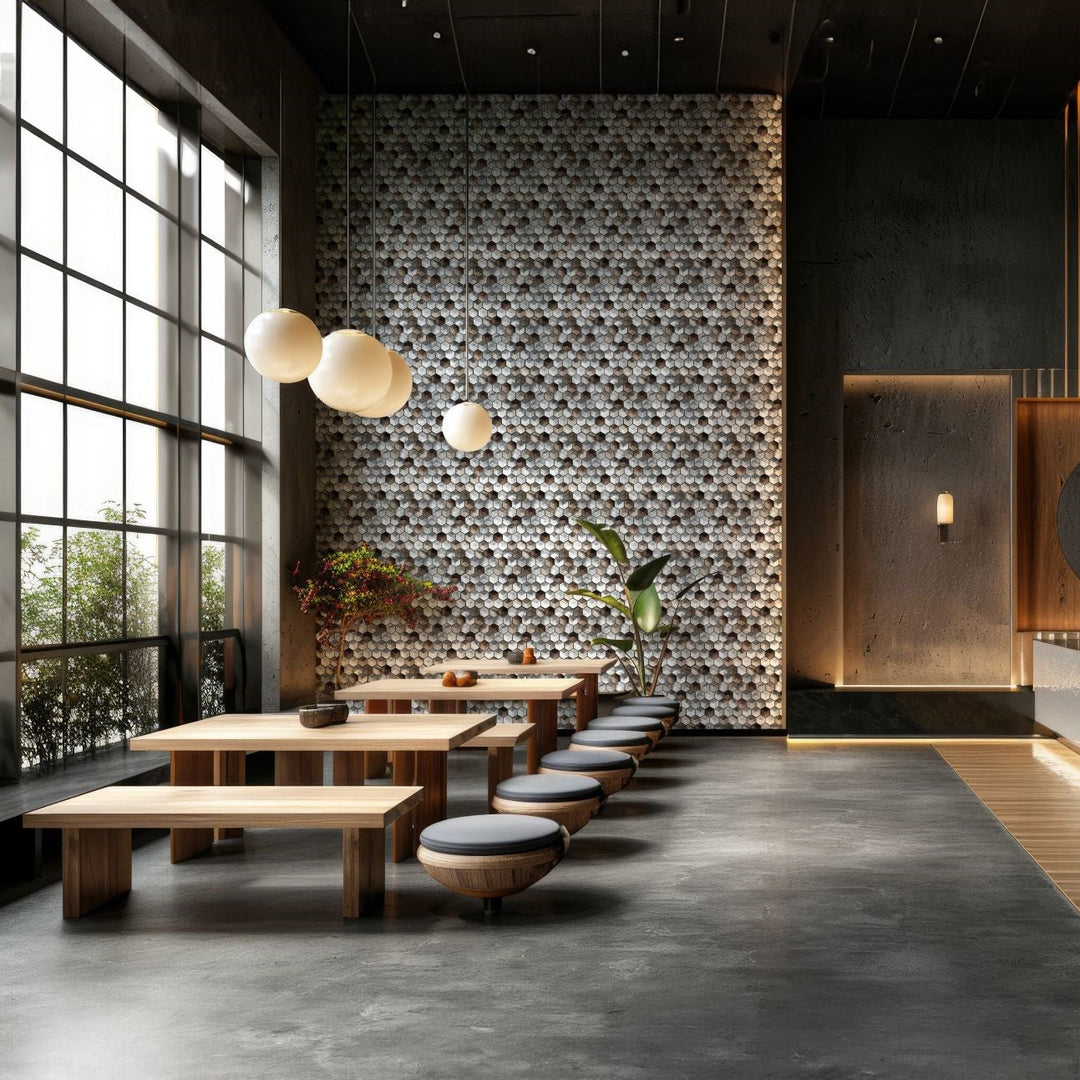 Bati-Orient-12-x-12-Metal-Art-Interlocking-Hexagon-Aluminum-Mosaic-Silver-Brown