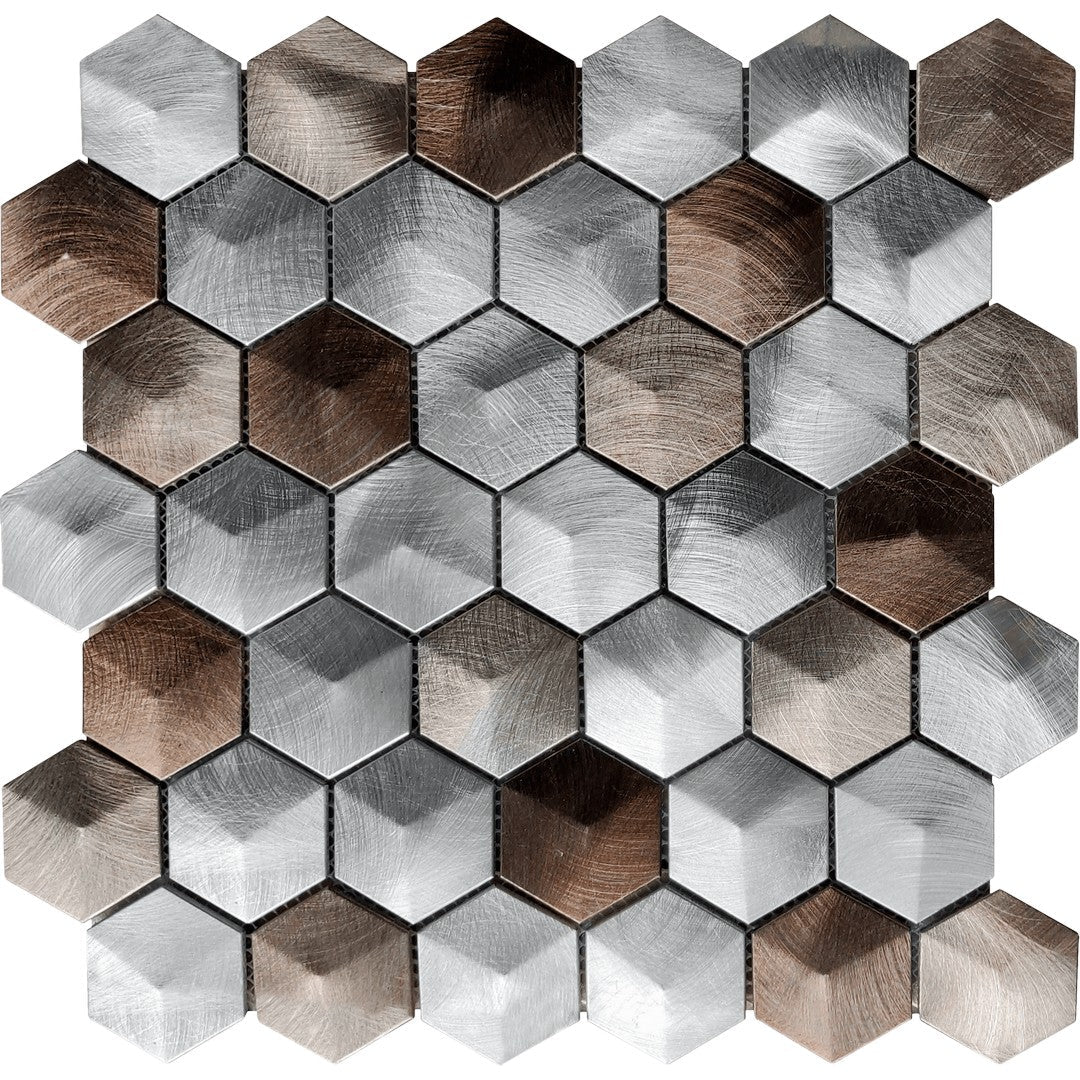 Bati Orient 12" x 12" Metal Art Interlocking Hexagon Aluminum Mosaic