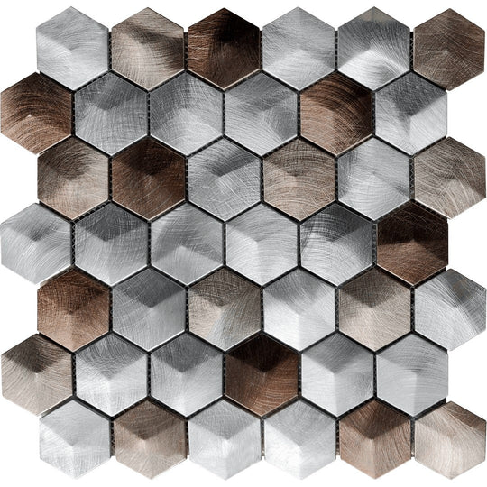 Bati Orient 12" x 12" Metal Art Interlocking Hexagon Aluminum Mosaic
