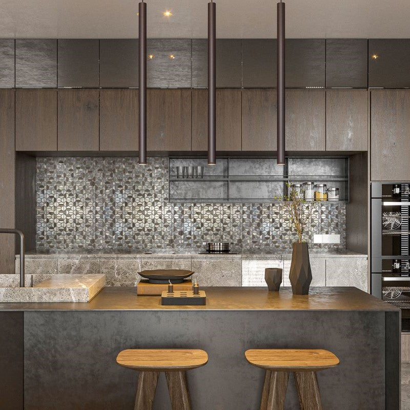 Bati-Orient-12-x-14-Exotic-Semi-Circle-Aluminum-&-Marble-Mosaic-Silver-Brown