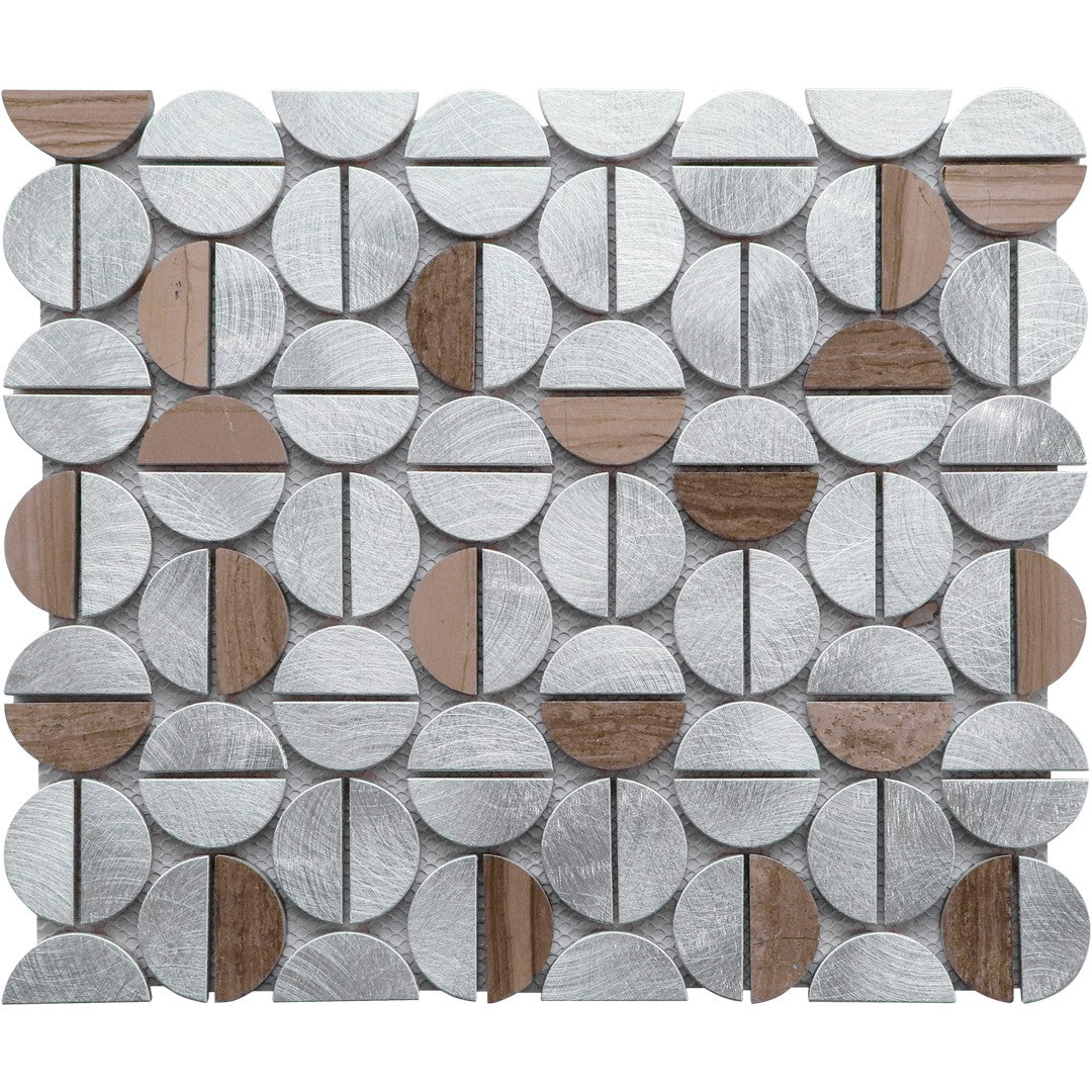 Bati Orient 12" x 14" Exotic Semi Circle Aluminum & Marble Mosaic