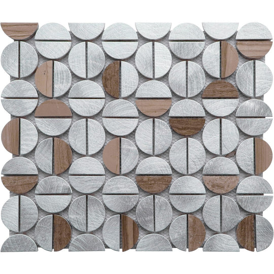 Bati Orient 12" x 14" Exotic Semi Circle Aluminum & Marble Mosaic