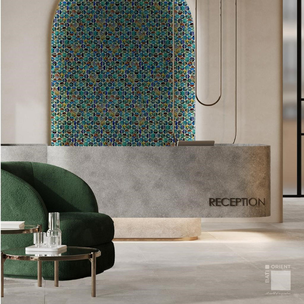 Bati-Orient-14-x-11-Metal-Art-Round-Aluminum-Mosaic-Multicolor