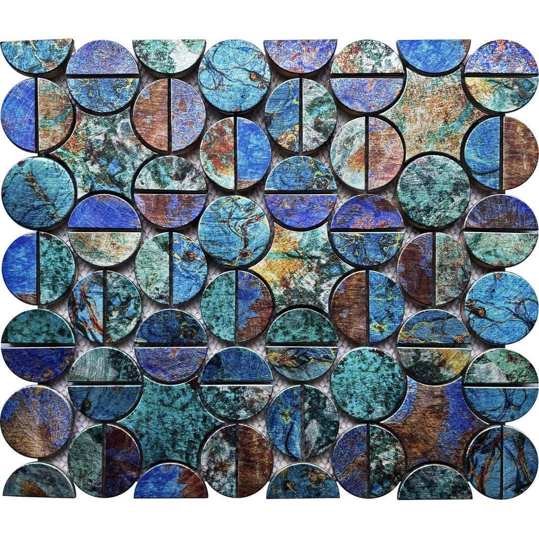 Bati Orient 14" x 11" Metal Art Round Aluminum Mosaic