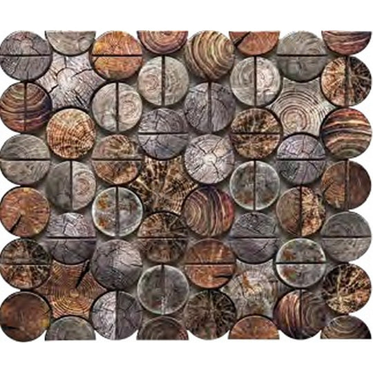 Bati Orient 14" x 11" Metal Art Round Aluminum Mosaic