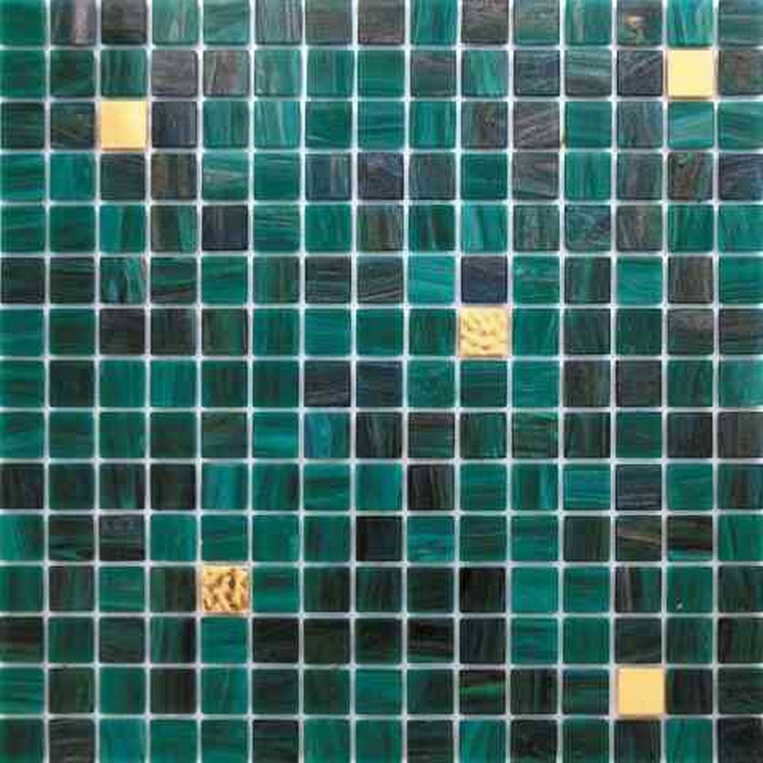 MiR Alma Mix 0.8" Green 12" x 12" Glass Mosaic