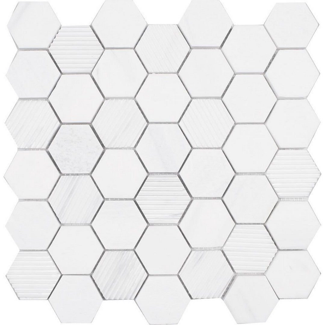 Tesoro 11.75" x 12" Contempo Multi 2" Hexagon Natural Stone Mosaic