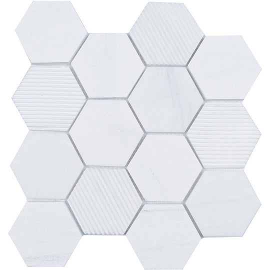 Tesoro 10.5" x 10.5" Contempo Multi 3" Hexagon Natural Stone Mosaic