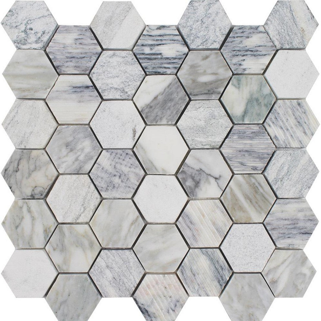 Tesoro 11.75" x 12" Contempo Multi 2" Hexagon Natural Stone Mosaic