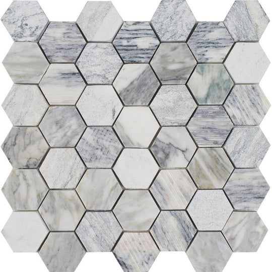 Tesoro 11.75" x 12" Contempo Multi 2" Hexagon Natural Stone Mosaic