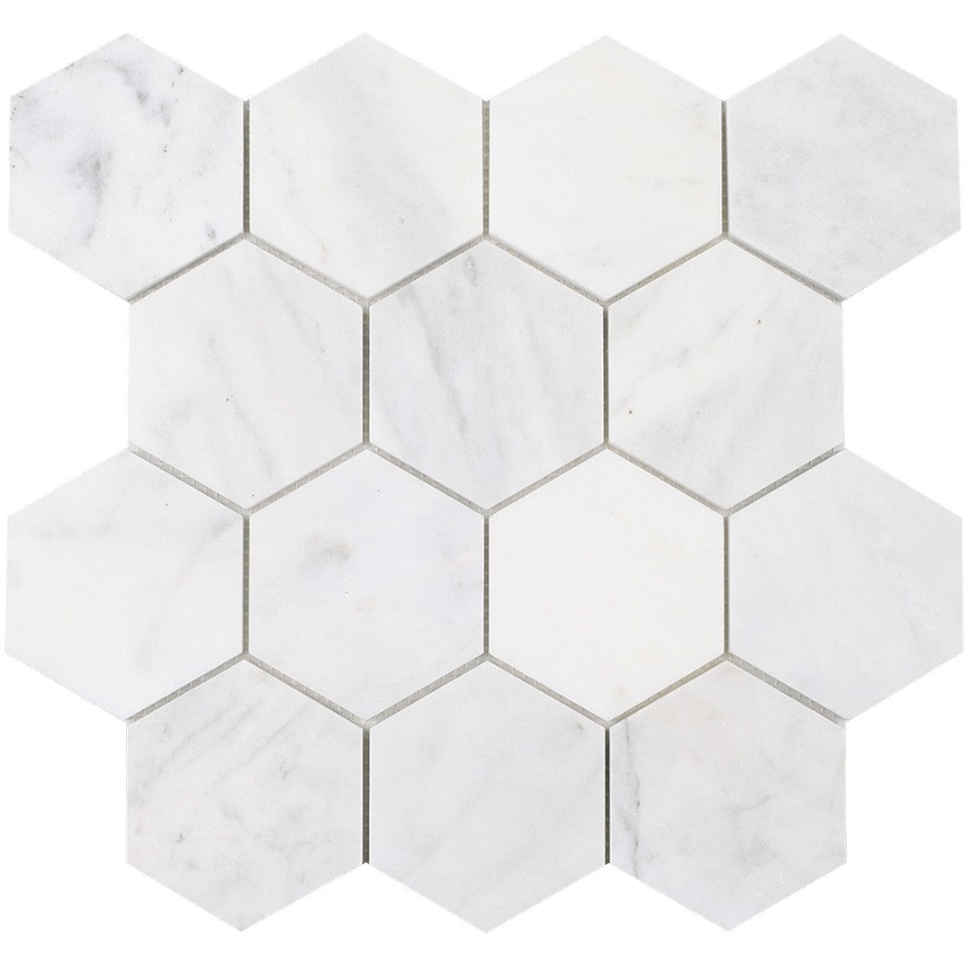 Tesoro 13.5" x 12" Ice Honed 3" Hexagon Natural Stone Mosaic