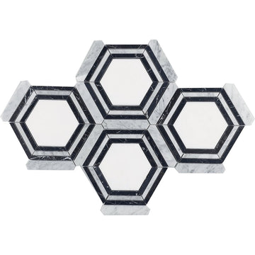 Tesoro 8.25" x 8.25" Waterjet Bexagon Natural Stone Mosaic