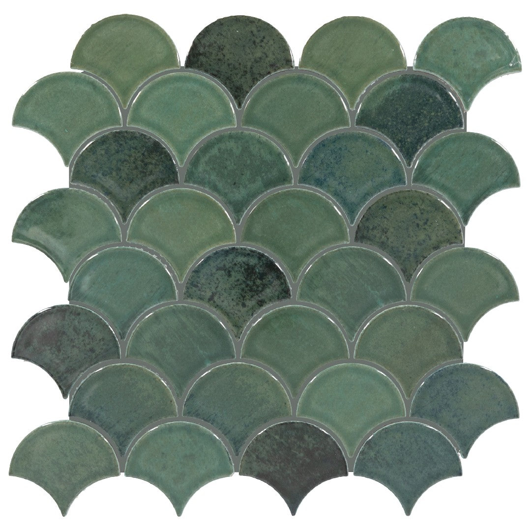 Daltile Miramo 13" x 13" Glossy Ceramic 3" Fan Microban Mosaic