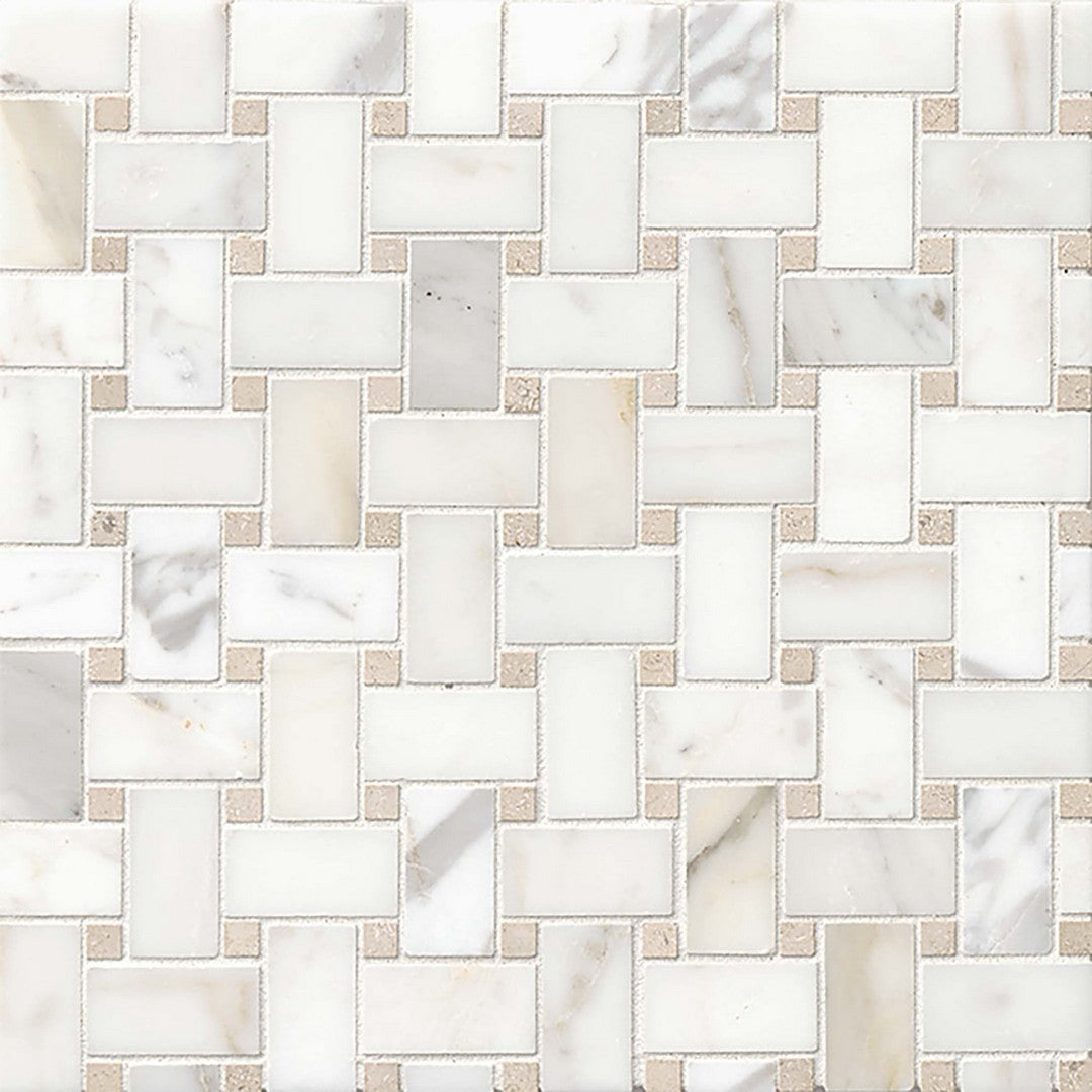 Bedrosians Marble Ashbury Basket Weave Mosaics 12" x 12" Floor & Wall Mosaic