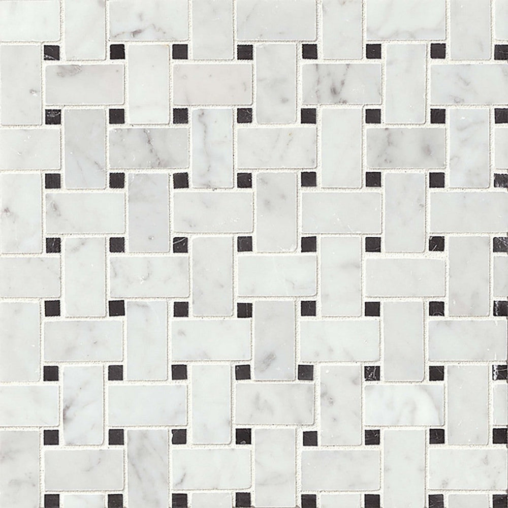 Bedrosians Marble Aurora Basket Weave Mosaics 12" x 12" Floor & Wall Mosaic