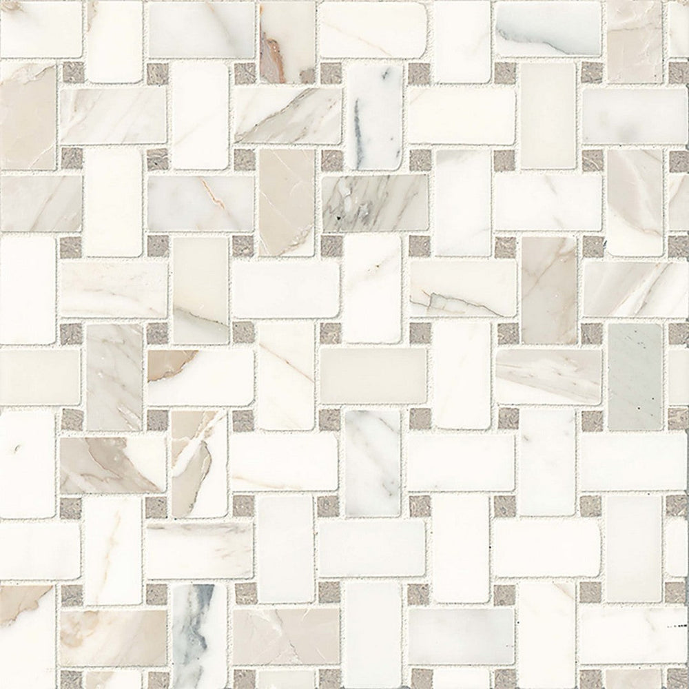 Bedrosians Marble Hillcrest Basket Weave Mosaics 12" x 12" Floor & Wall Mosaic