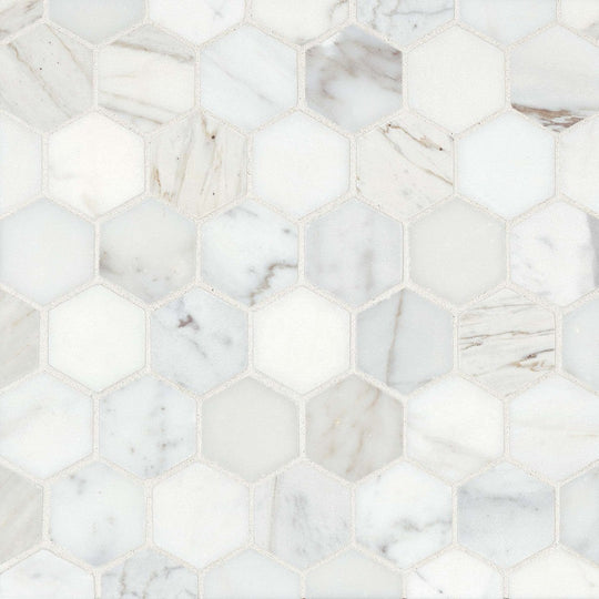 Bedrosians Marble Calacatta Oro 11.75" x 12.5" Hexagon Honed Mosaic Tile