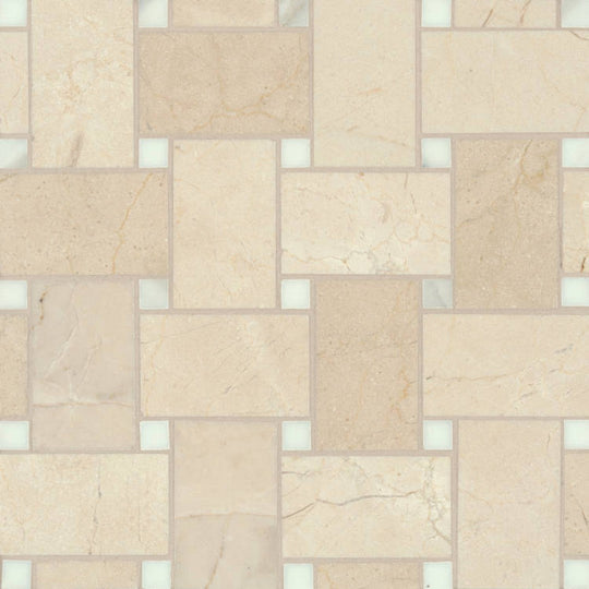 Bedrosians Marble 11.25" x 11.25" Honed Jumbo Basketweave Dot Mosaic