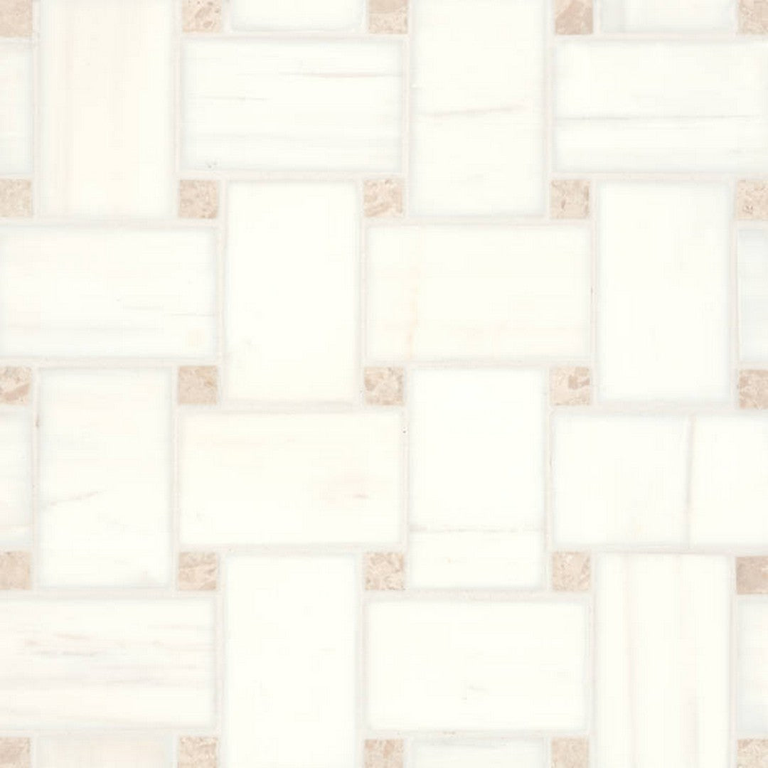 Bedrosians Marble 11.25" x 11.25" Honed Jumbo Basketweave Dot Mosaic