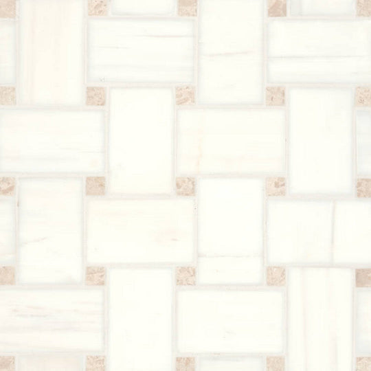 Bedrosians Marble 11.25" x 11.25" Honed Jumbo Basketweave Dot Mosaic