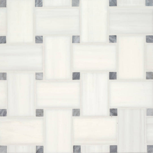 Bedrosians Marble 11.25" x 11.25" Honed Jumbo Basketweave Dot Mosaic