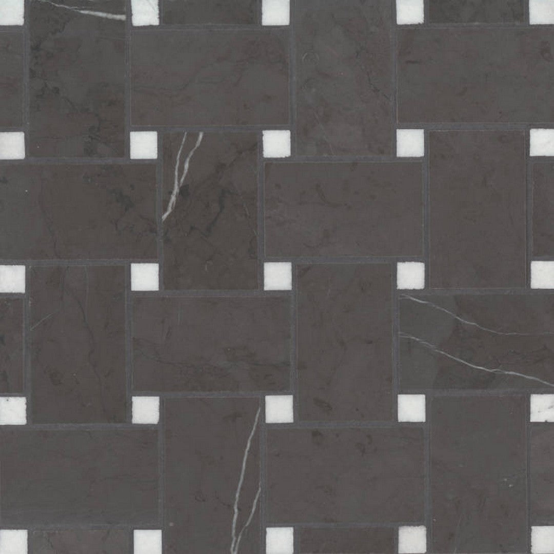 Bedrosians Marble 11.25" x 11.25" Honed Jumbo Basketweave Dot Mosaic