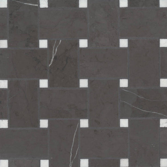 Bedrosians Marble 11.25" x 11.25" Honed Jumbo Basketweave Dot Mosaic