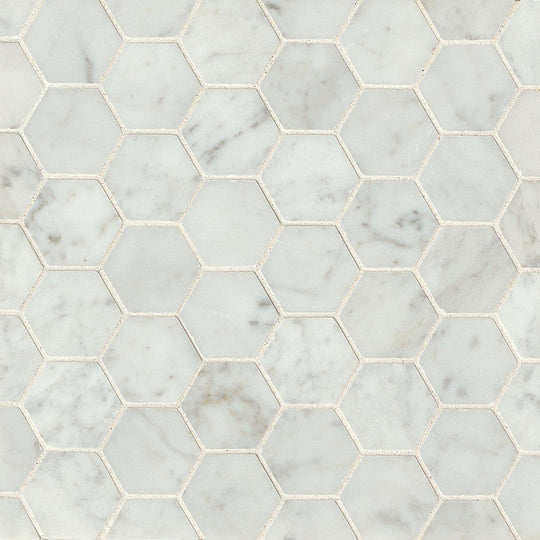 Bedrosians Marble White Carrara 12" x 12" Floor & Wall Honed Hexagon Mosaic