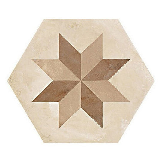 Marca Corona 10" x 8.5" Terra Matte Hexagon Deco Porcelain Tile