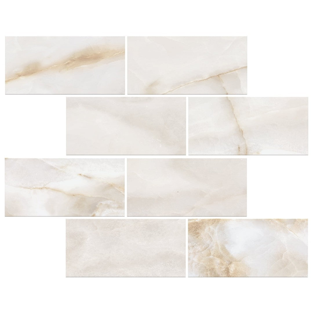 Milestone 12" x 12" Onyx Polished Porcelain 3x6" Brick Mosaic