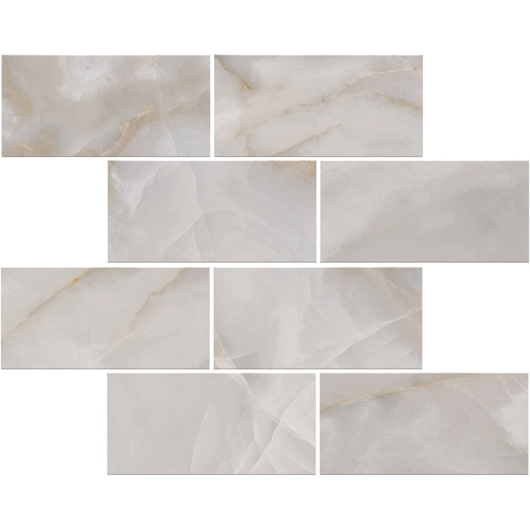 Milestone 12" x 12" Onyx Polished Porcelain 3x6" Brick Mosaic