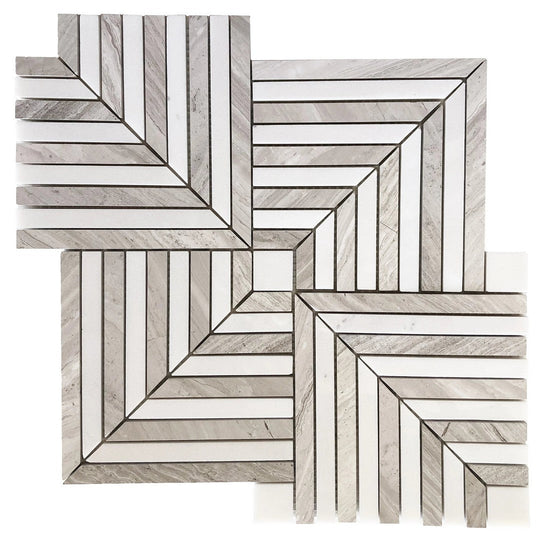 Ottimo Maze 12" x 12" Honed Stone Marble Mosaic